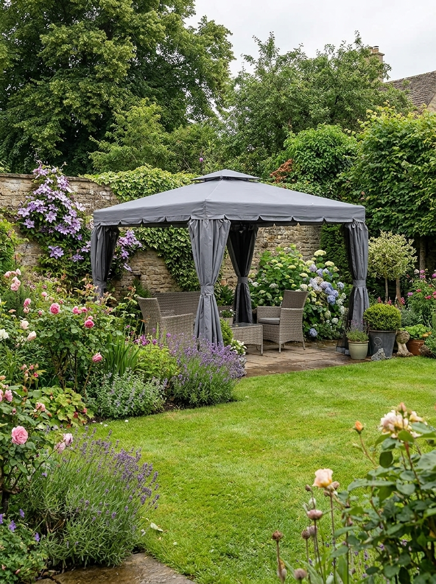 3m x 3m Grey Gazebo With Aluminium Frame