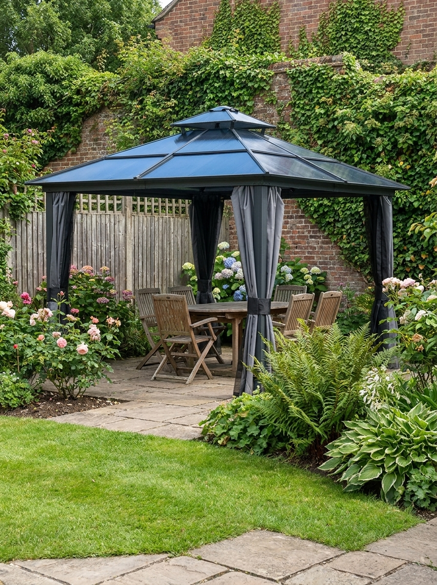 3m x 3m Gazebo Cabana with Steel Frame & Net Sidewalls