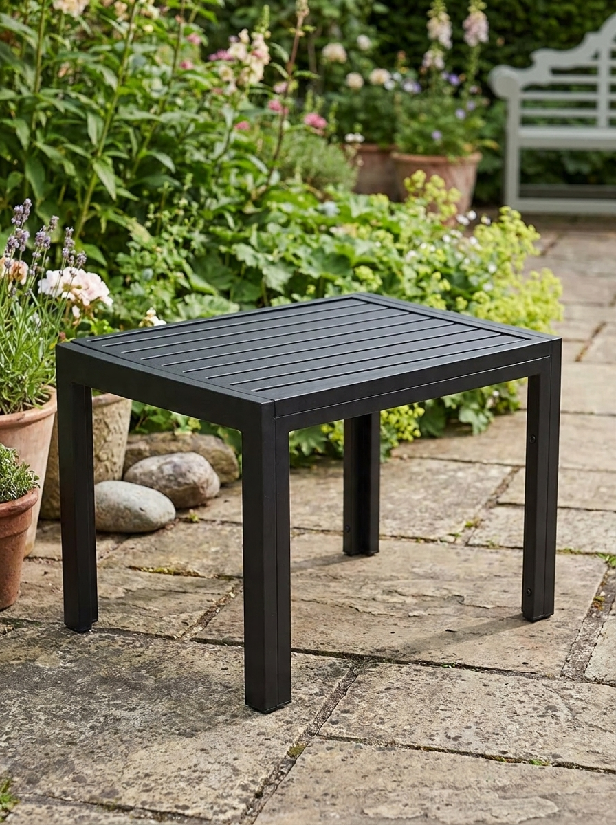 Black Steel Outdoor Patio Side Table