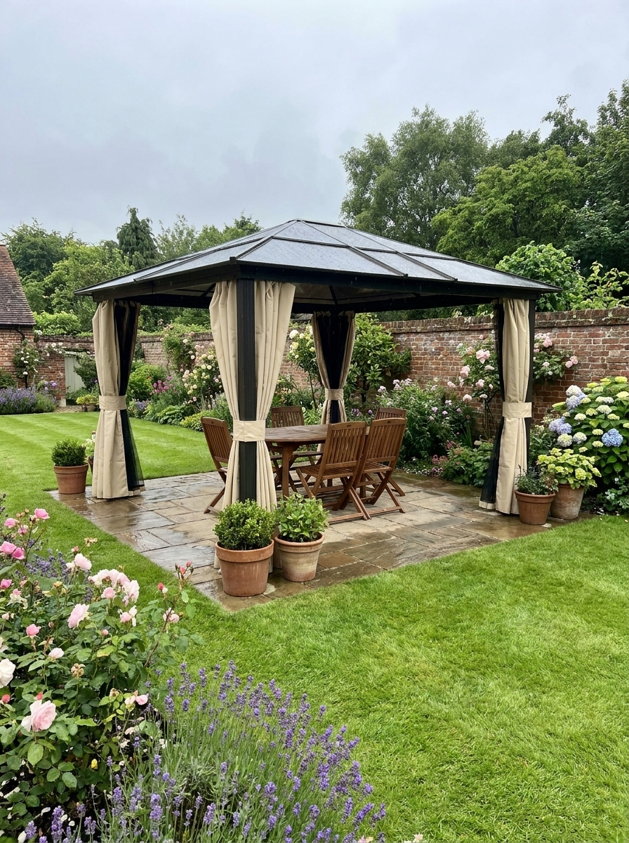 Hardtop Garden Pavillion With Metal Frame