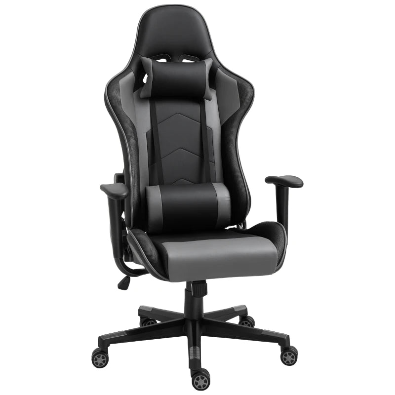 Vinsetto Racing Gaming Chair - Adjustable Height, Ergonomic Computer Desk Chair with Head Pillow & Lumbar Support - Black
