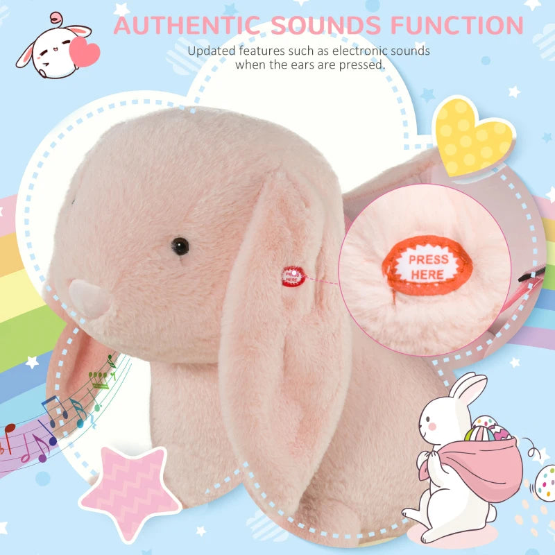Plush Rocking Rabbit Ride-On Toy with Sound and Seatbelt for Toddlers Ages 18-36 Months Pink
