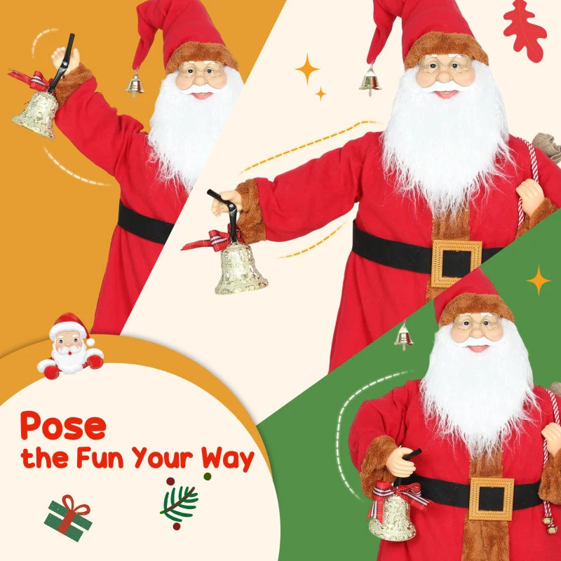 Singing and Dancing Santa Claus with Bell & Sack - Festive Holiday Decor for Christmas Cheer