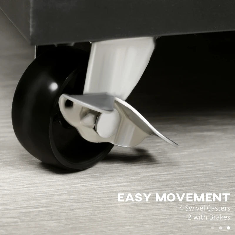 Rolling Metal Filing Cabinet - Industrial Mobile Storage with Adjustable Shelf & Wheels for Home Office & Living Room - Black