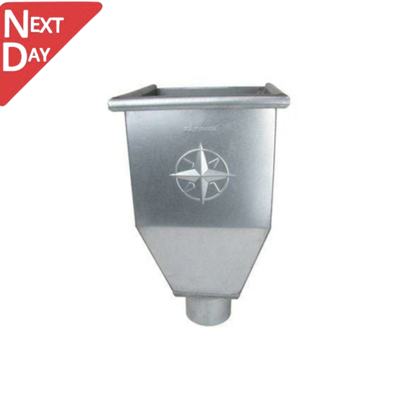 Galvanised Steel Hopper Head 220w x 220d x 385h with 100mm Outlet