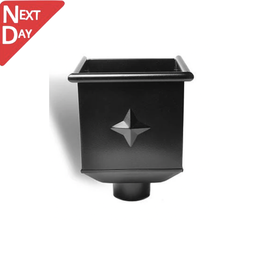 Black Coated Galvanised Steel Hopper Head 230w x 230d x 300h with 100mm Outlet