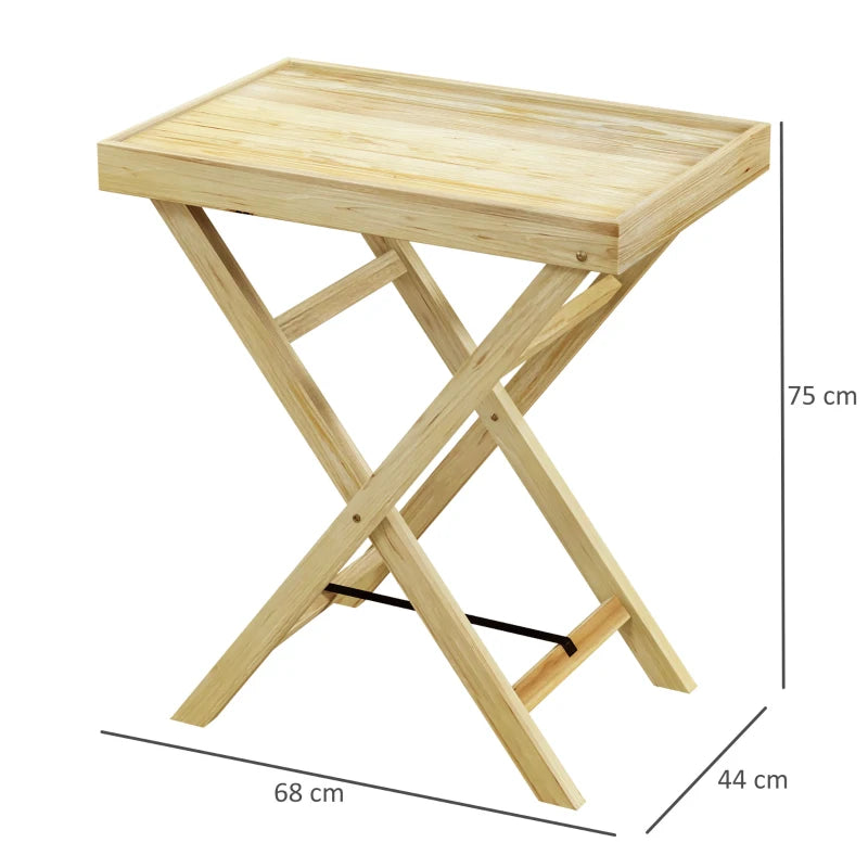 Wooden Garden Table - Natural Wood Finish, 44 x 68cm