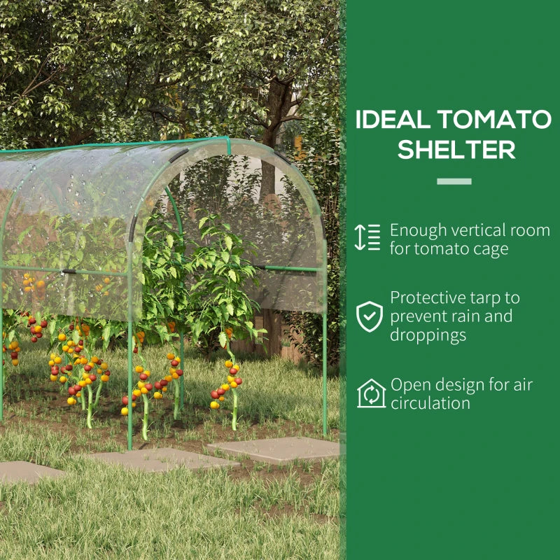 Green Tunnel Tomato Greenhouse with 4 Hoops and Guy Ropes