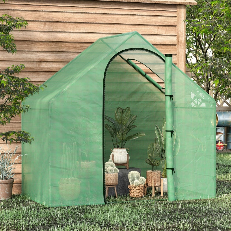 Green Steel Frame Mini Greenhouse with Zipped Door, 180x100x168CM