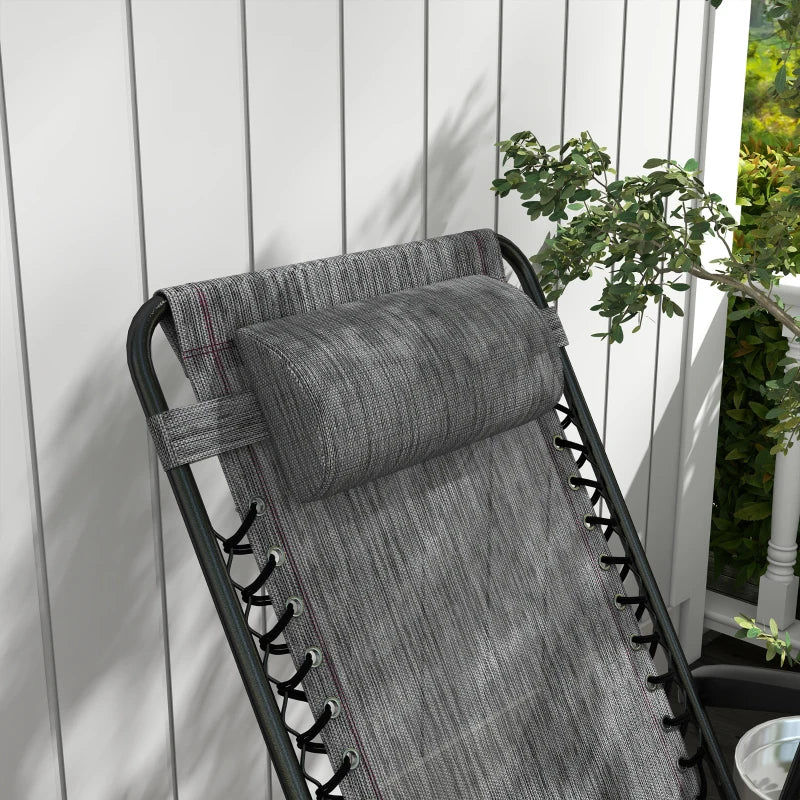 Grey Folding Rocking Zero Gravity Chair with Headrest
