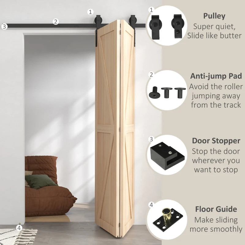 5ft Bi-Folding Sliding Barn Door Kit