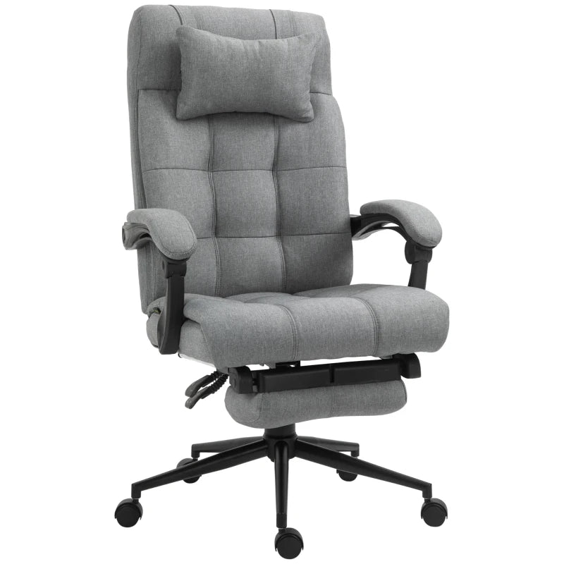 Vinsetto Ergonomic Office Chair with Footrest, Armrests, Lumbar Support & Headrest - Light Grey Comfort for Home & Office