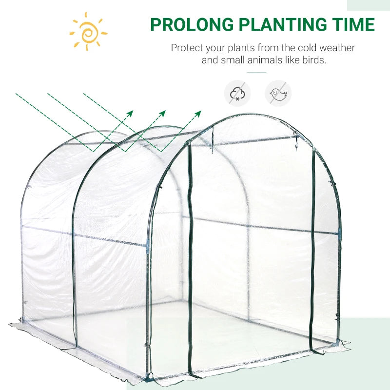 Green Walk-in Polytunnel Greenhouse, 2.5 x 2m