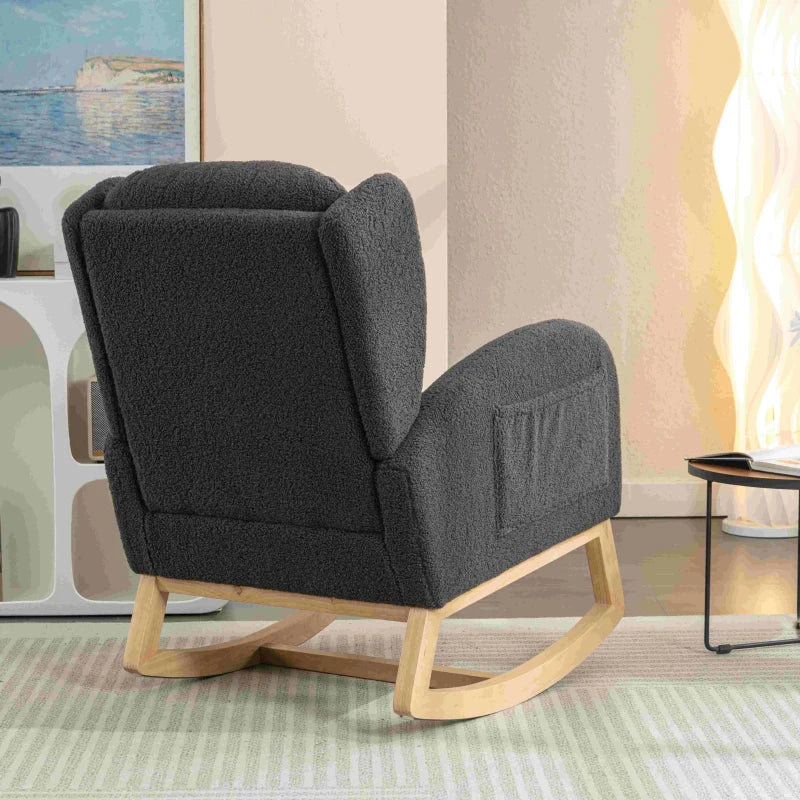 Stylish Grey Wingback Chair with Padded Seat for Living Room or Bedroom, 96.5x71x101 cm