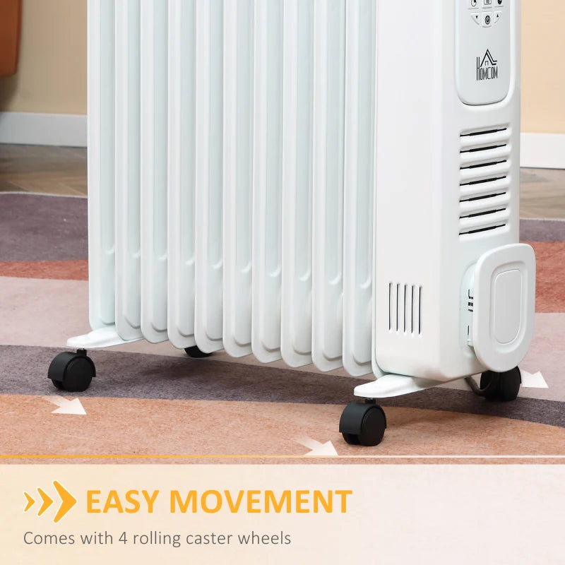 2500W Digital Display Oil Filled Radiator 11 Fin Portable Electric Heater with Timer and Remote