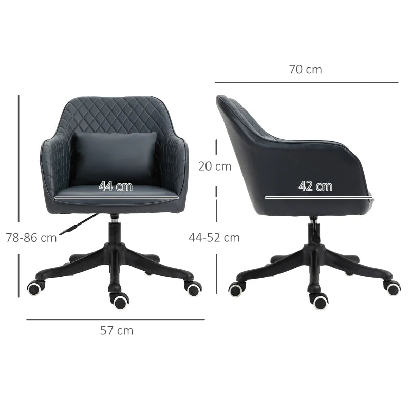 Vinsetto Deep Blue PU Leather Office Chair with Massage Lumbar Pillow, Rolling Wheels - Ideal for Desk, Makeup Vanity & Home