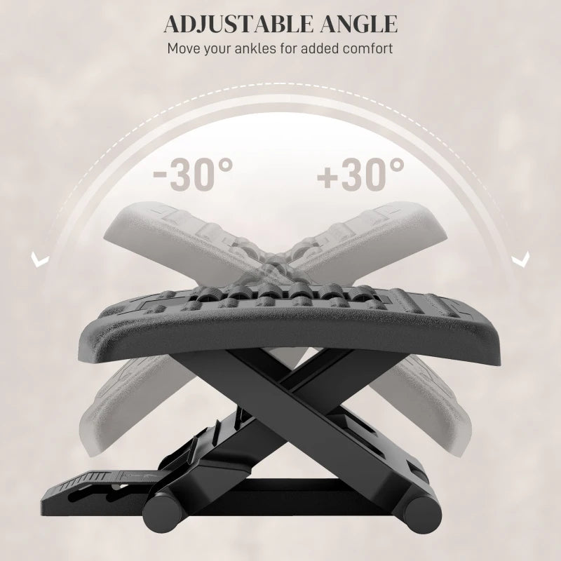 Three-Level Adjustable Multi-Angle Footrest Massager - Ergonomic Black Design for Ultimate Comfort and Relaxation