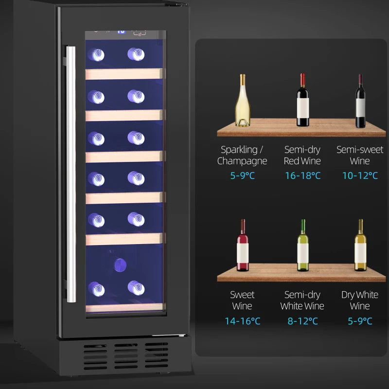 19-Bottle Wooden Wine Rack Fridge - Black, 5-18 Temperature Control, Perfect for Home Wine Storage & Display