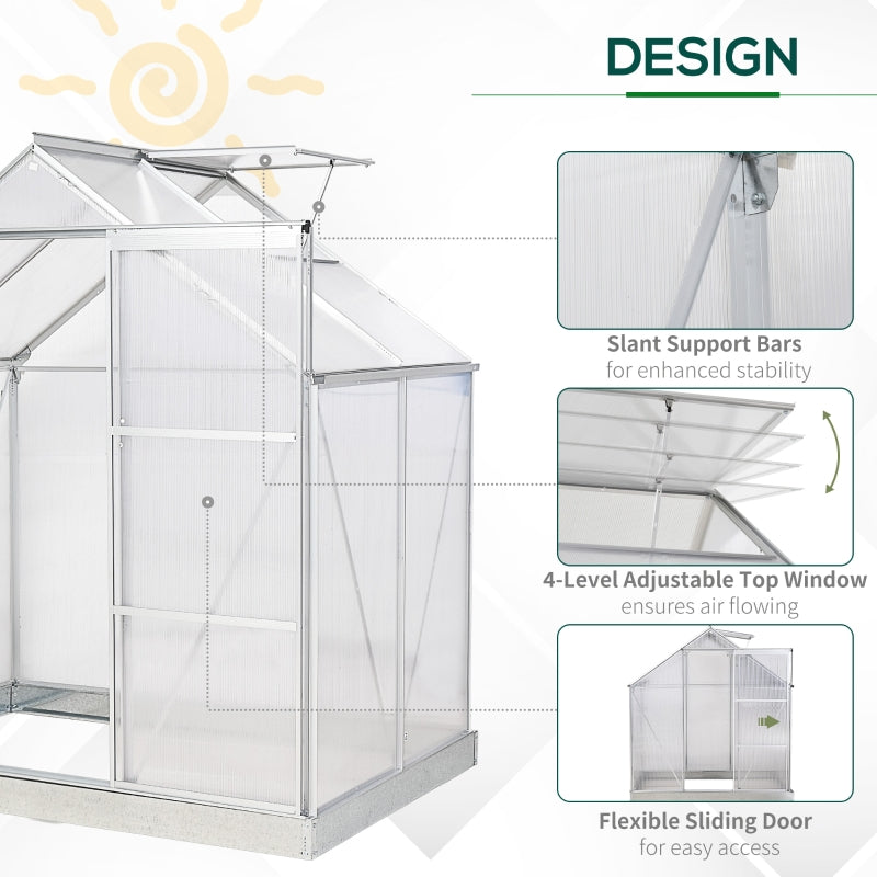 Polycarbonate Greenhouse 6ft x4ft - Clear