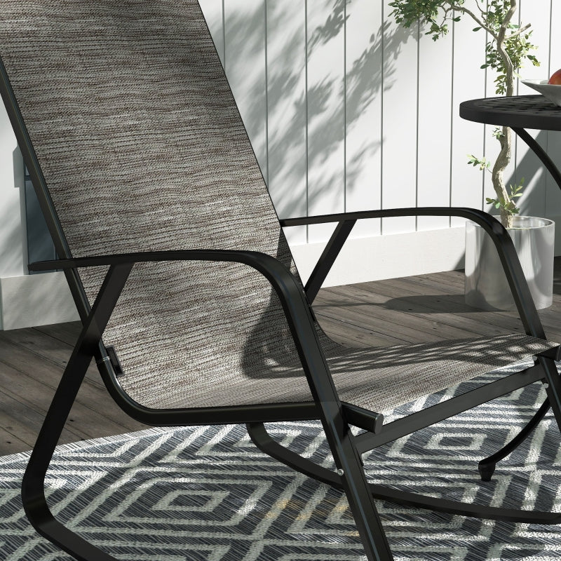 Ergonomic Garden Rocking Chair with Armrests, High Backrest, Steel Frame for Patio & Balcony