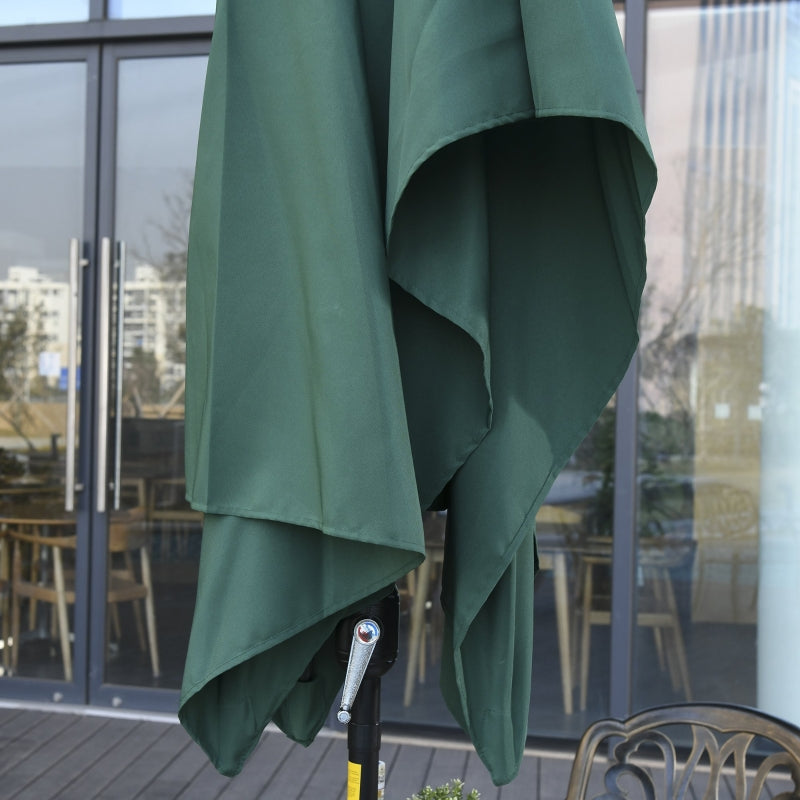 Green Rectangular Garden Parasol Umbrella with Tilt and Crank