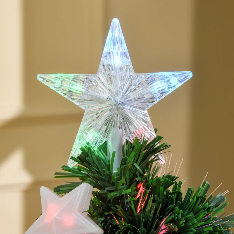4FT Prelit Artificial Christmas Tree with Fibre Optic Star & LED Lights - Indoor Holiday Decoration for Parties - Green