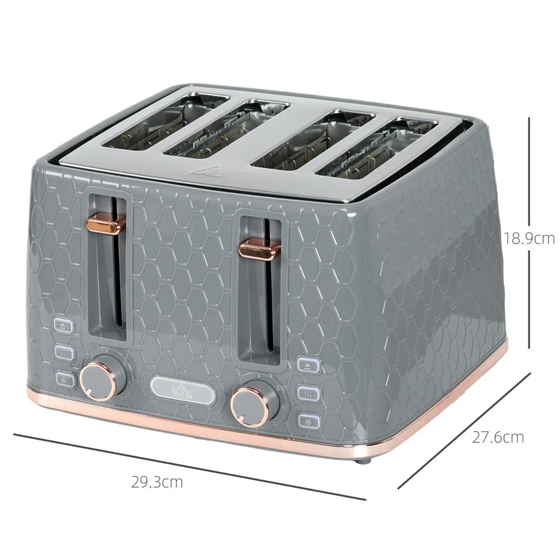 Premium Four-Slice Honeycomb Toaster in Grey - Stylish, Efficient, Perfect for Family Breakfasts, Easy to Clean, Modern Design