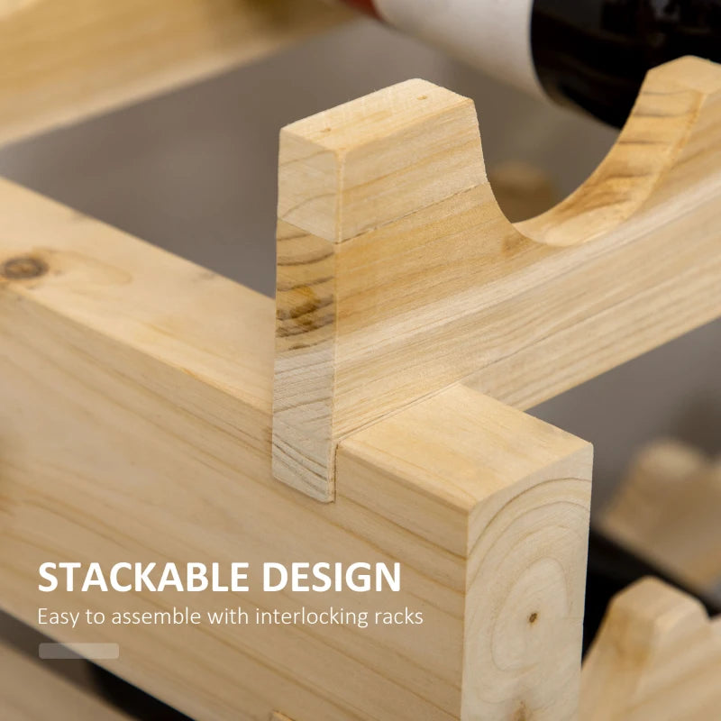 Set of 2 Natural Six-Tier Wooden Wine Racks - Holds 72 Bottles - Stylish Wine Storage Solution