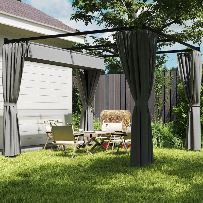 3m x 3m Canopy With Grey Curtains