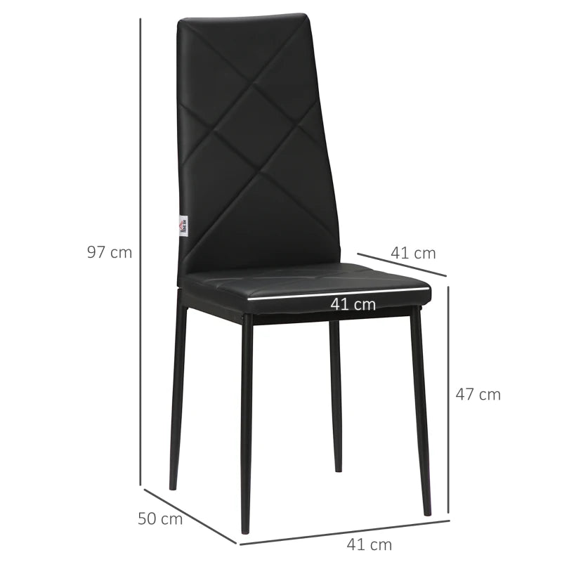 Stylish Set of 4 Black Faux Leather Dining Chairs - Modern Design for Home & Kitchen Decor