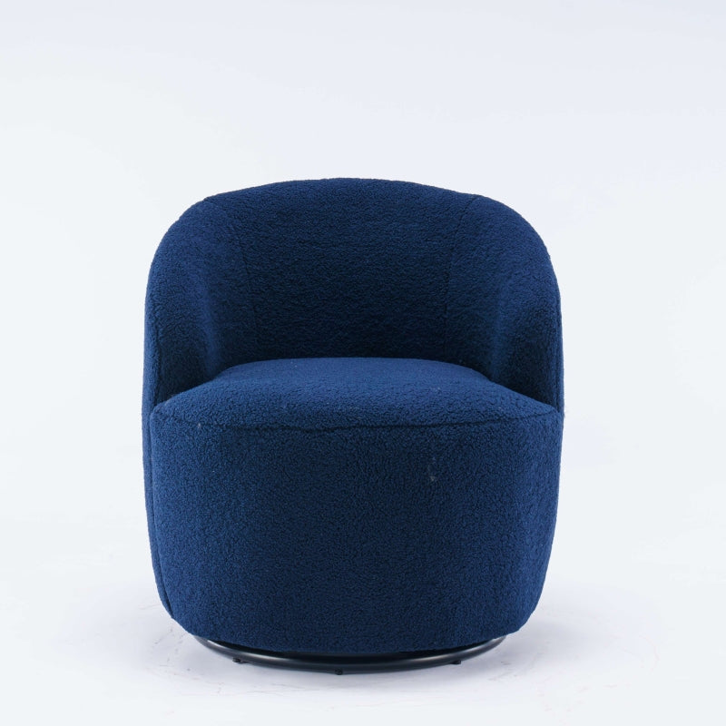 Ergonomic Dark Blue Swivel Armchair with 360° Rotation for Living Room, 64x64x71 cm