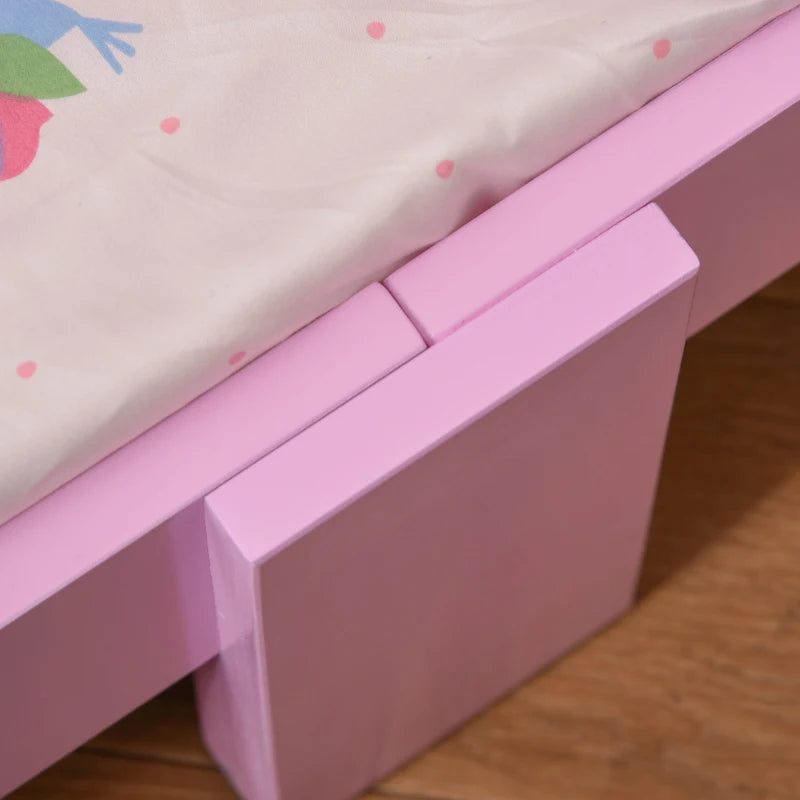 Kids Princess Castle Bed with Side Rails - Pink Home Furniture for Ages 3-6, 143x73x60 cm