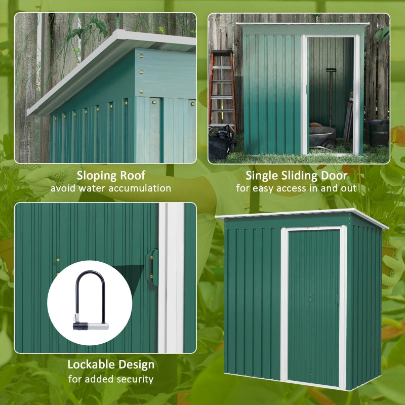 Small Green Metal Storage Shed