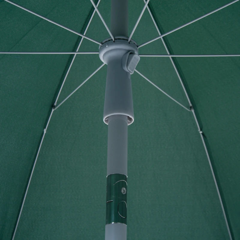 Green 2.2m Portable Beach Umbrella with Tilting Function