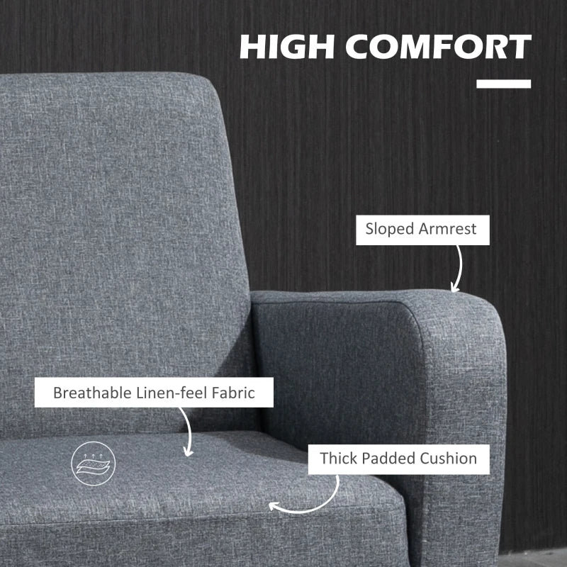 Stylish Grey Accent Chair with Rubber Wood Legs for Living Room and Bedroom