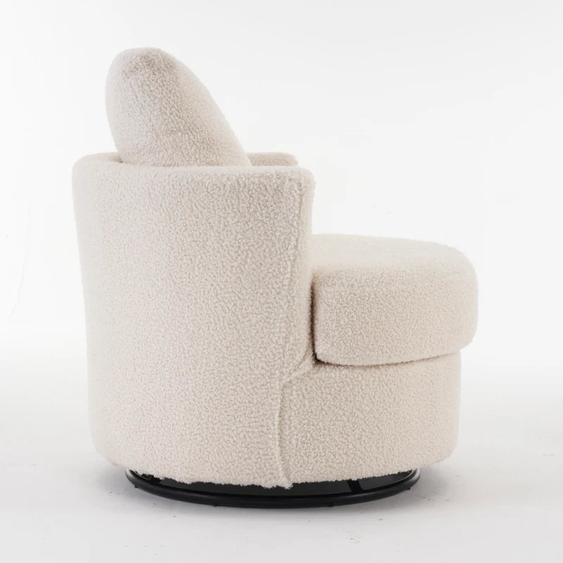 Comfortable Swivel Recliner with Back Cushion and Thick Foam Pad, 360° Rotation, 78.5x83x86 cm, White