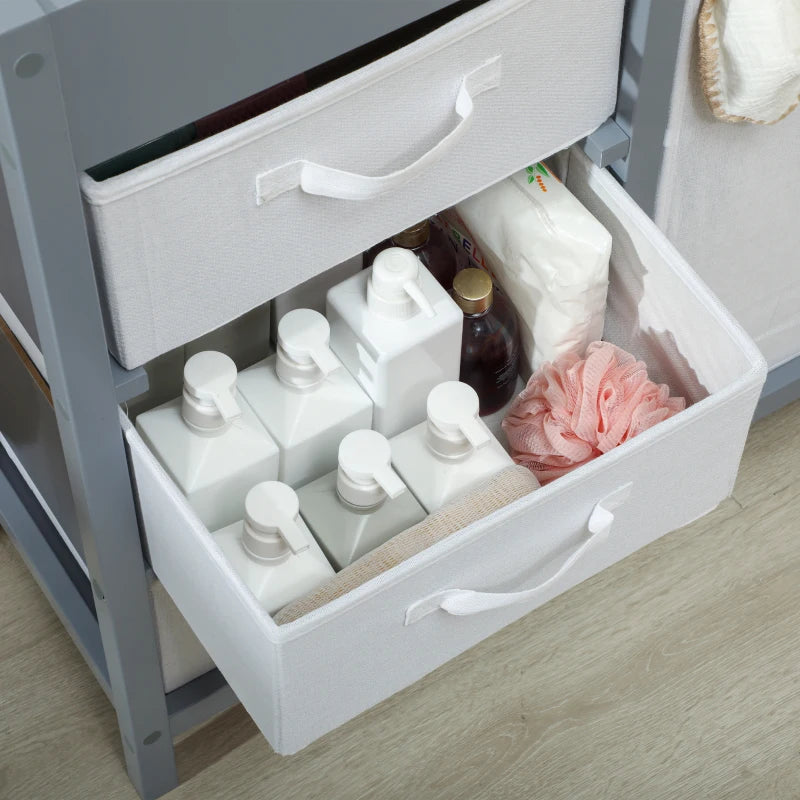 Baby Changing Unit with 4 Storage Drawers and Mat for Nursery Bedroom Grey 84 x 84.5 cm