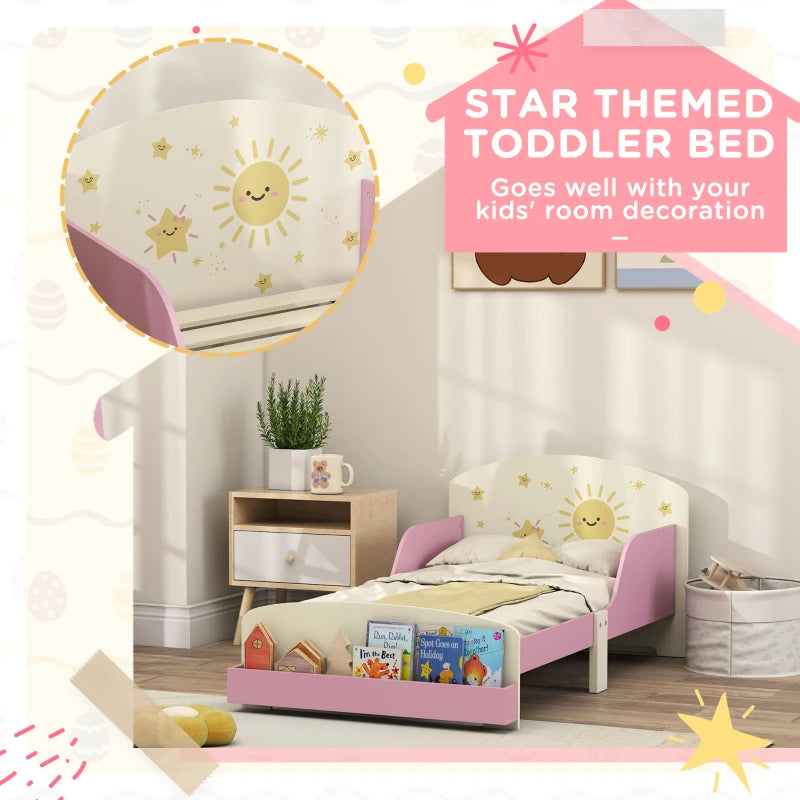 Sun Design Toddler Bed with Storage & Guardrails - Fits 140x70cm Mattress, Ideal for Ages 3-8 Years