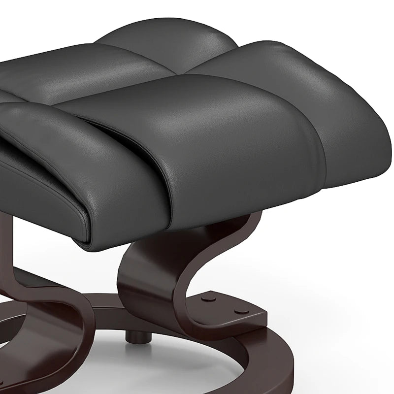 Upholstered Massage Recliner Chair with Footstool, Adjustable Backrest, Steel Frame, Swivel Armchair for Living Room and Bedroom, Black