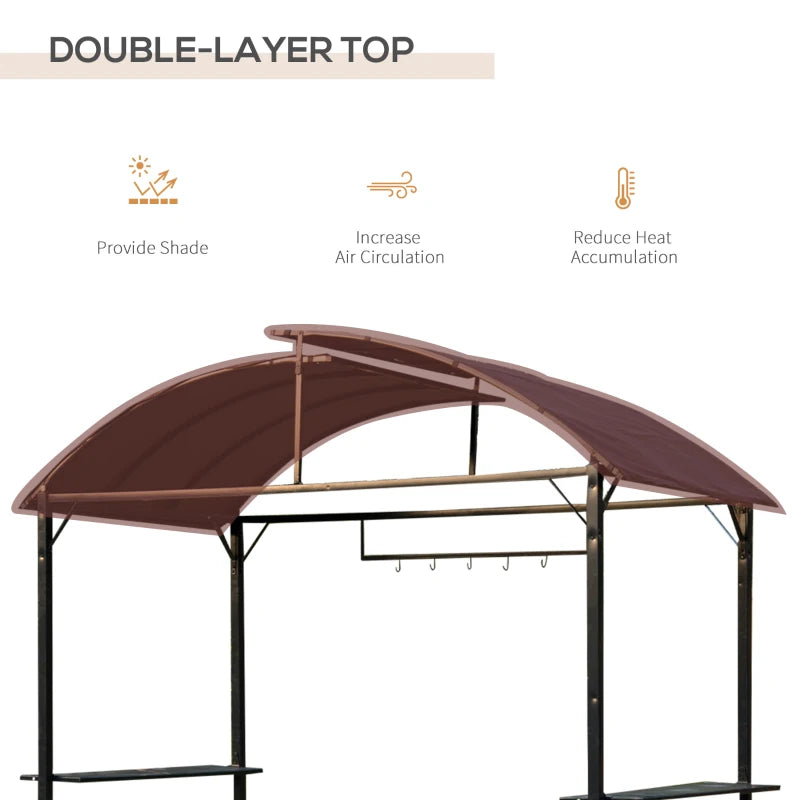 Metal BBQ Gazebo Canopy - Coffee