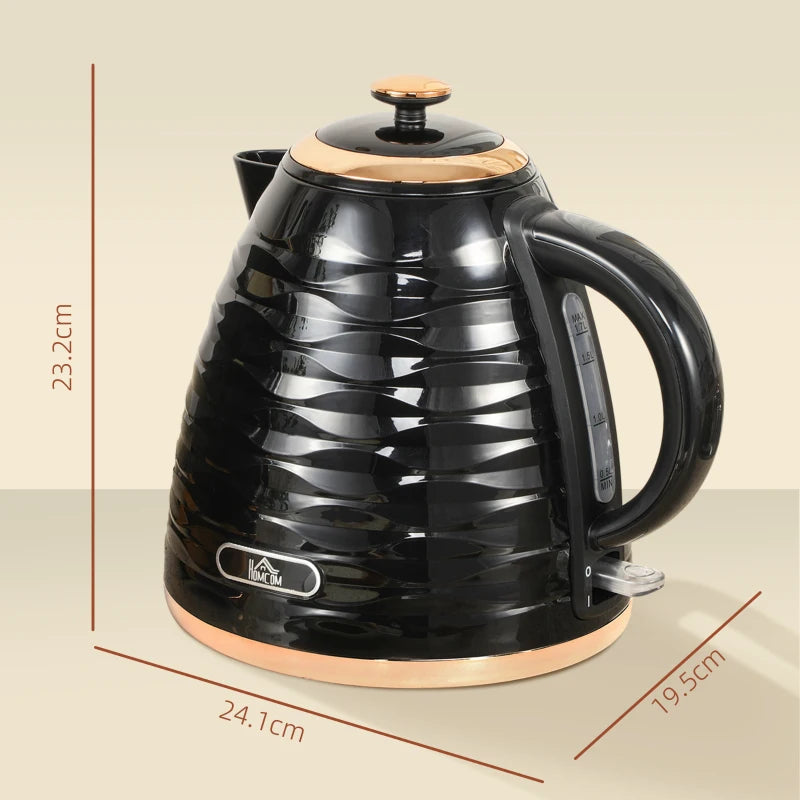 3kW Rapid Boil Black Honeycomb Kettle - Stylish Electric Tea Maker for Fast Boiling Water