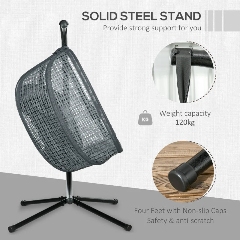 Dark Grey Padded Egg Swing Chair with Cup Holder