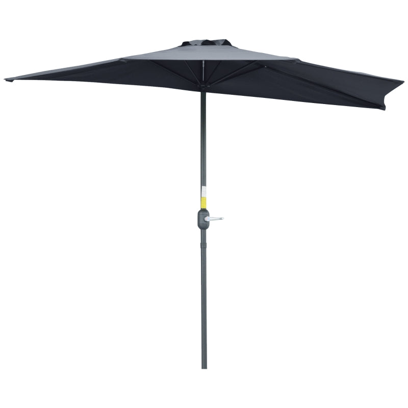 Grey 2.7m Half Garden Parasol with 5 Steel Ribs