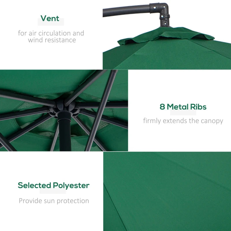 Green 3m Hanging Banana Parasol