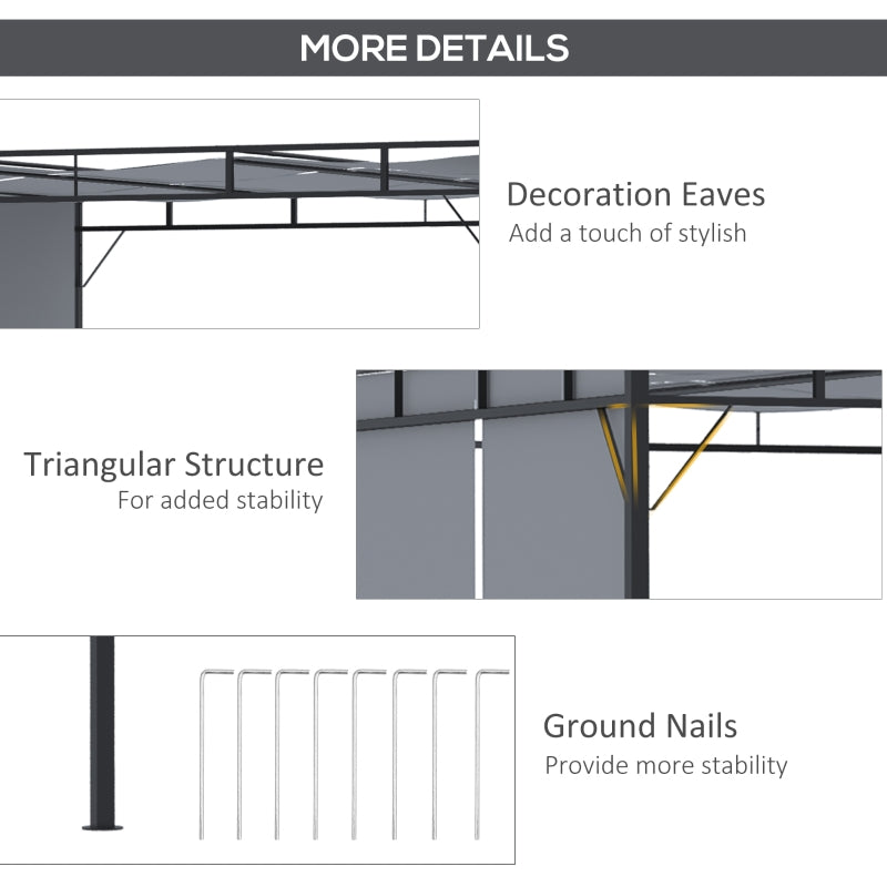 3m x 3m Steel Pergola With Retractable Roof