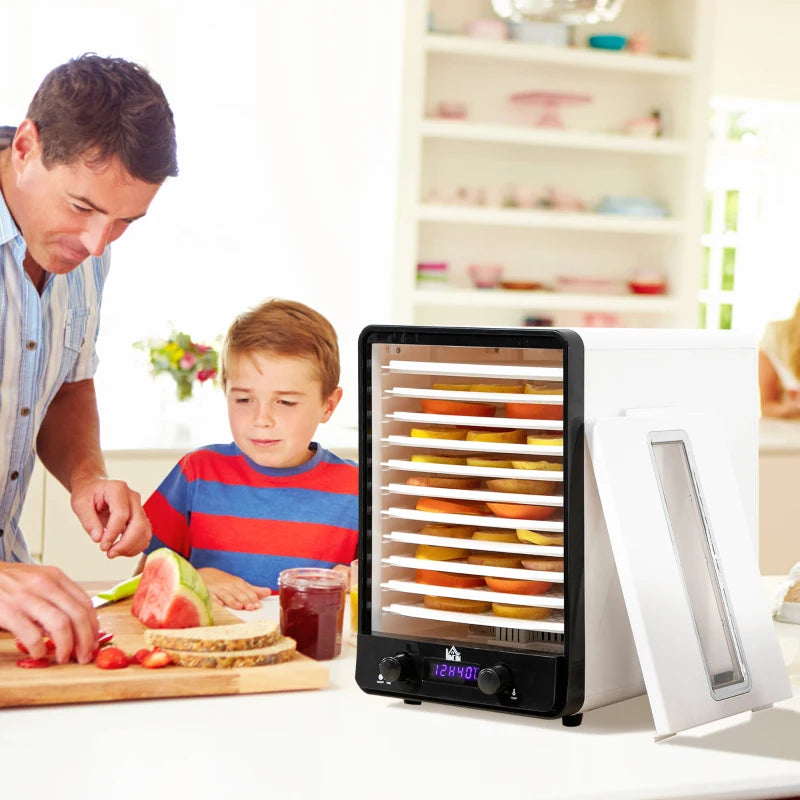 11-Tray Food Dehydrator with Adjustable 40-70°C Temperature Control and Timer for Perfectly Dried Fruits and Vegetables