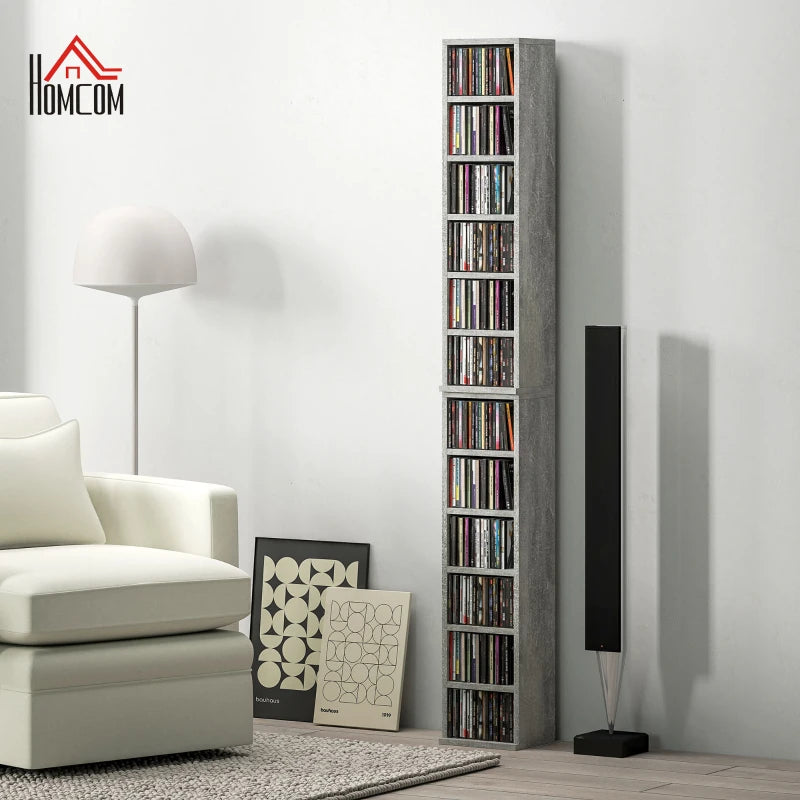 Set of 2 Cement Grey CD Storage Units - Stylish and Durable Media Organizers for Home or Office