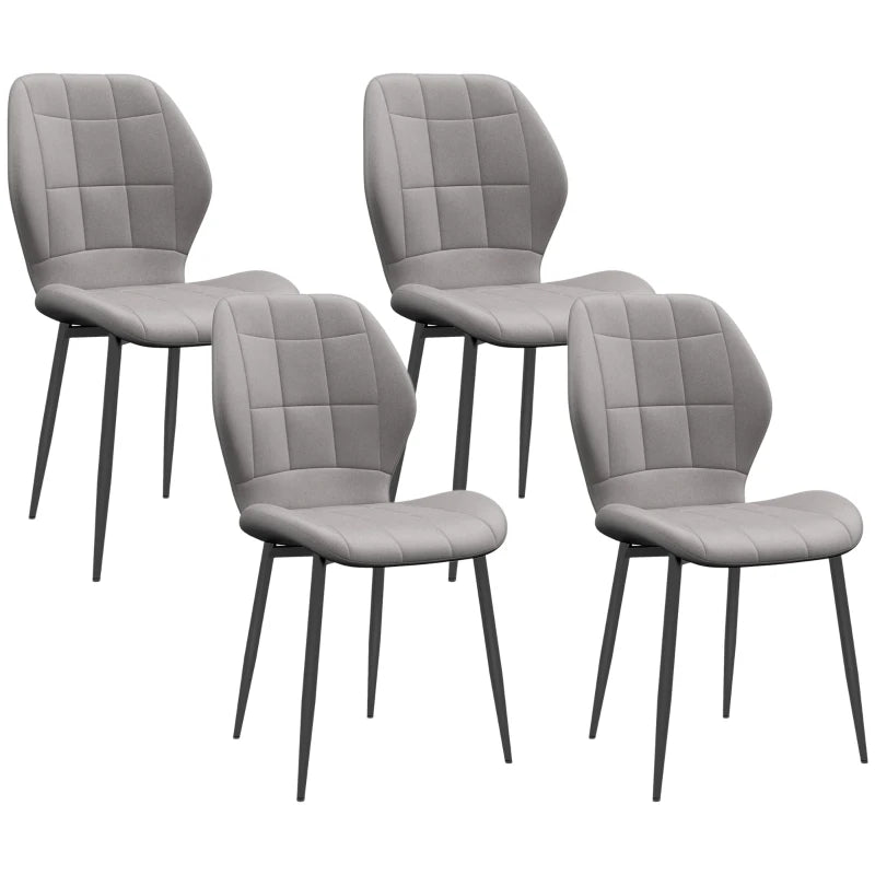 Set of 4 Light Blue Flannel Relaxed Tub Dining Chairs - Comfortable, Stylish Seating for Home or Restaurant