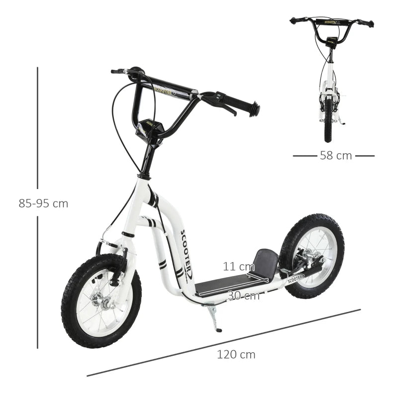 Dual Brakes 12" Adjustable Kick Scooter with Metal Frame - Black - Perfect for Kids and Adults