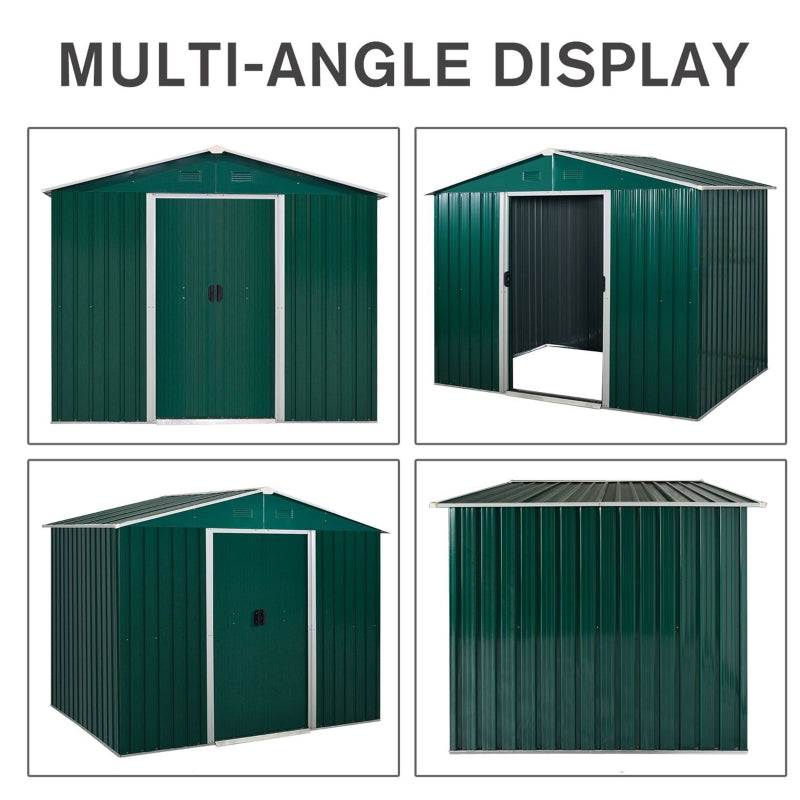 Dark Green Metal Garden Shed - 7.7 x 5.5ft